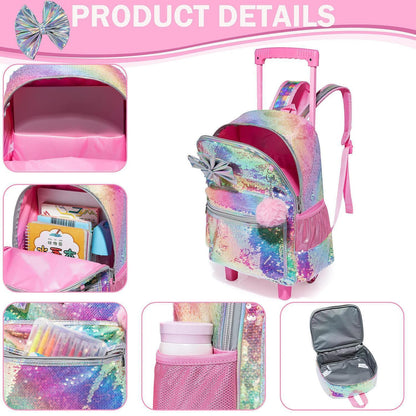 Mädchen Rolltasche mit Rädern & Meerjungfrau Design 6-8 Jahre