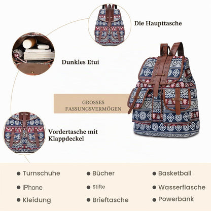 Damen Rucksack Hippie Stil – Bunter Tagesrucksack mit Laptopfach