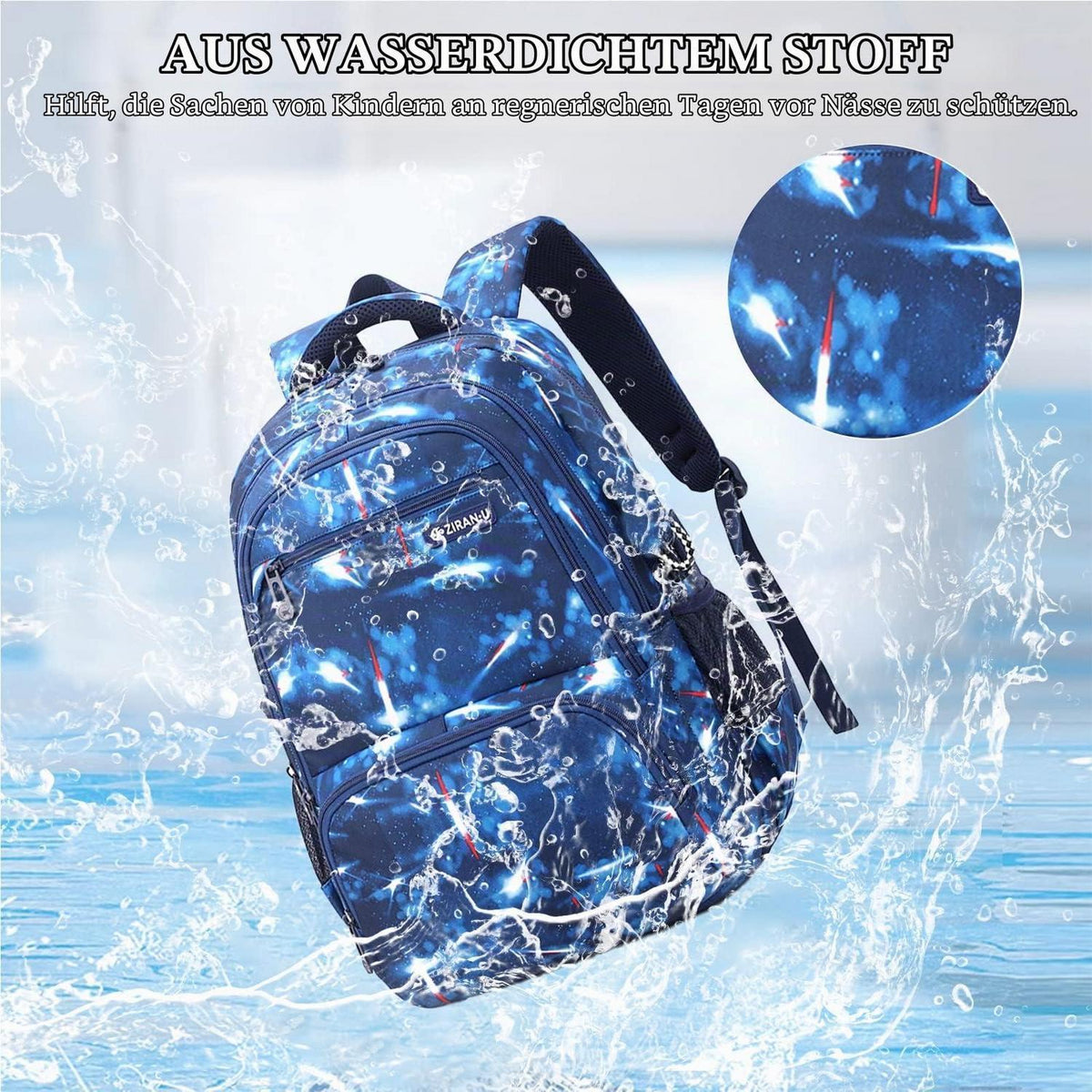 Rucksack Trolley für Jungen, Blau – Schulrucksack mit Rollen