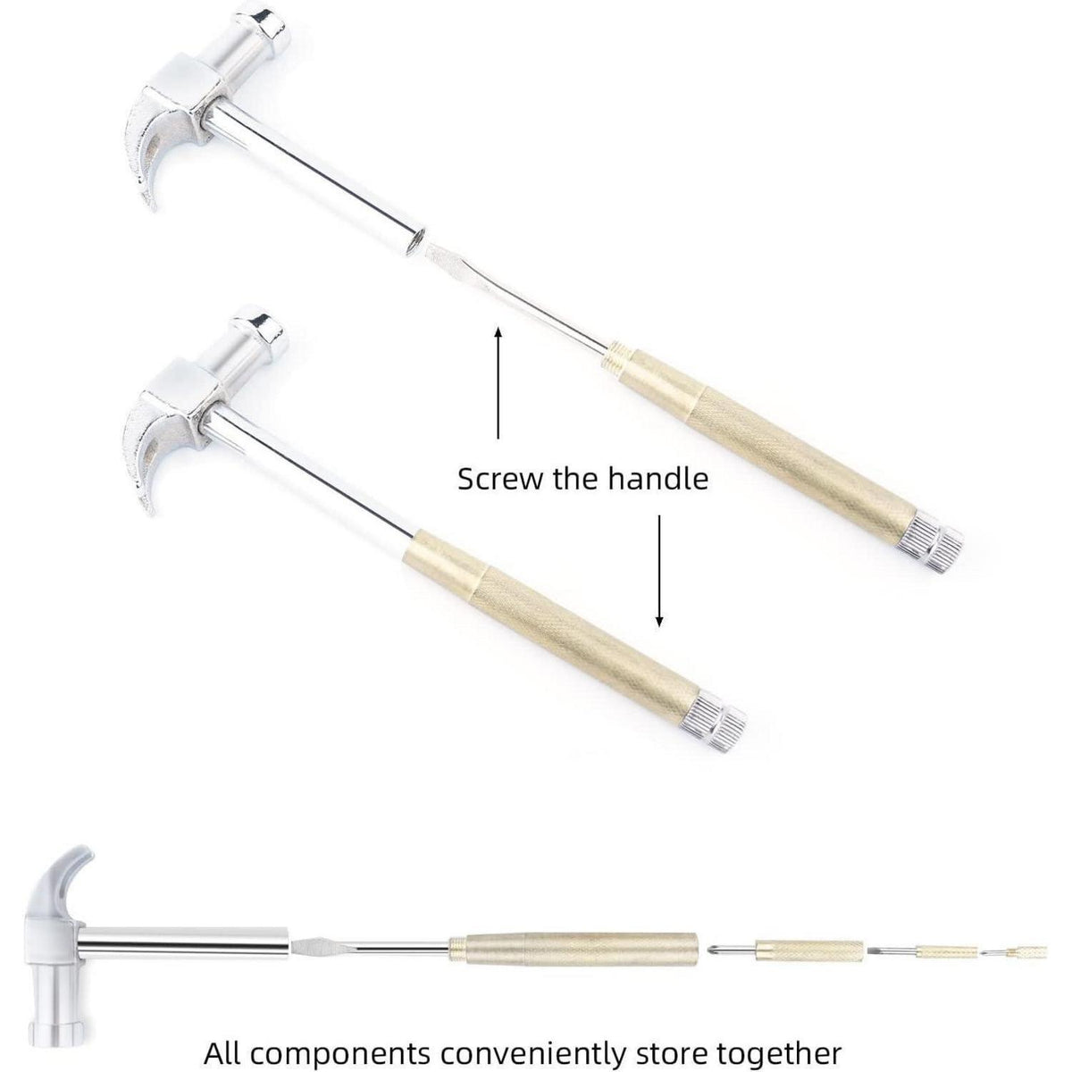 6-in-1 Hammer & Schraubendreher Multitool Set Silber Gelb