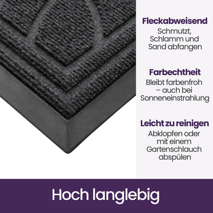 Fußmatte Grau 45x75 cm | Wetterfest, Rutschfest & Schmutzfang