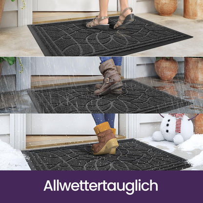 Fußmatte Grau 45x75 cm | Wetterfest, Rutschfest & Schmutzfang