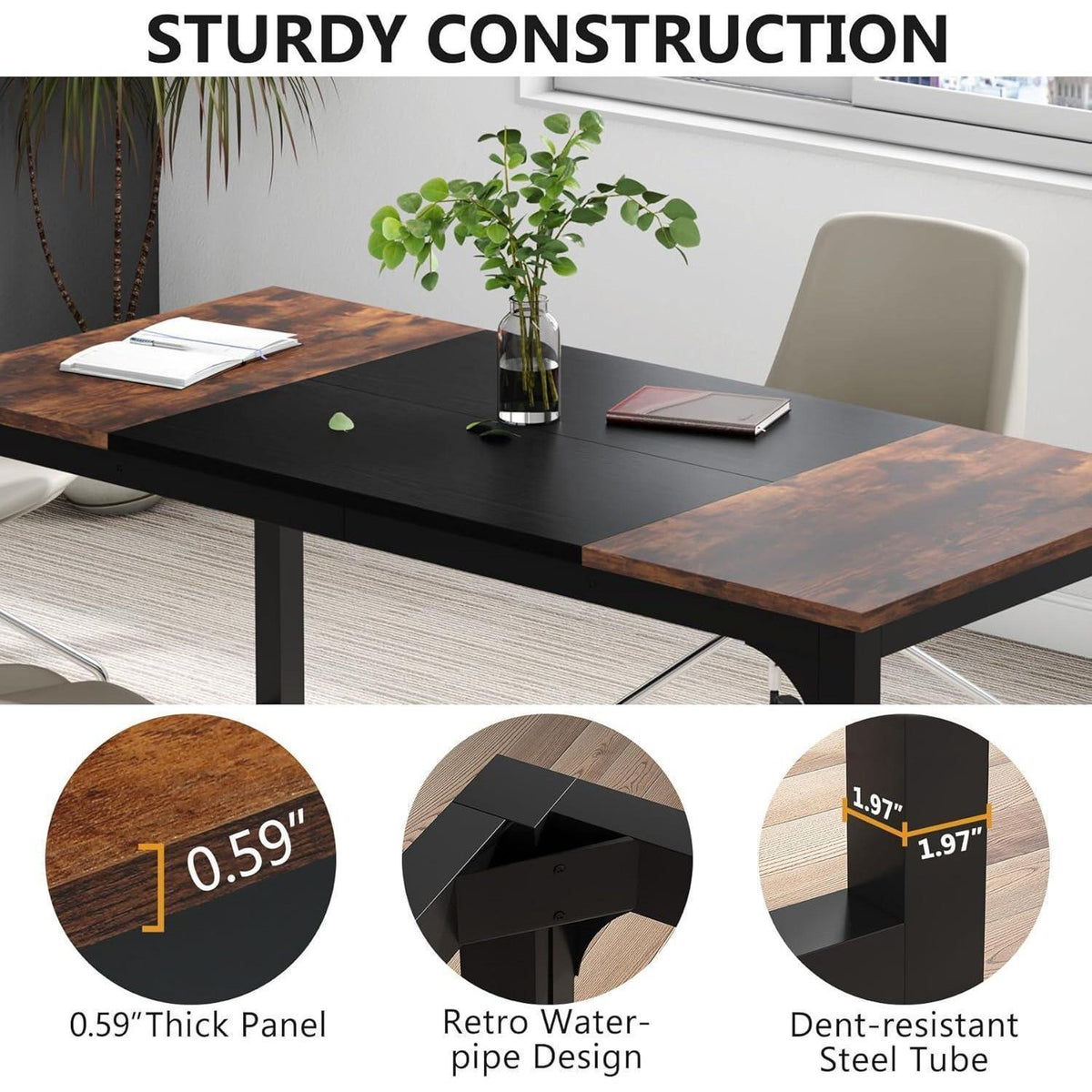 Großer Schreibtisch 160x80cm – Rustikaler Bürotisch für Home Office