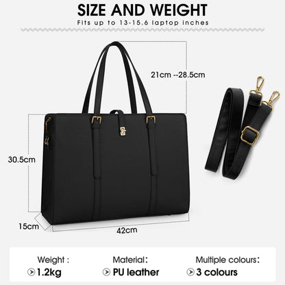 IGOLUMON Handtasche Damen Schwarz Groß 15.6 Zoll Wasserdicht