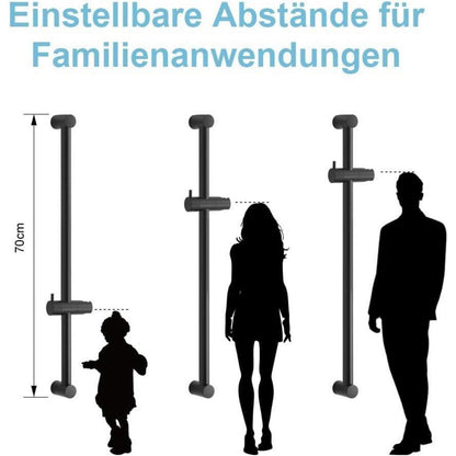 Verstellbare Duschstange Schwarz 70cm mit Halterung