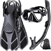 Schnorchelset Erwachsene mit Flossen Dry Top Schwimmflossen