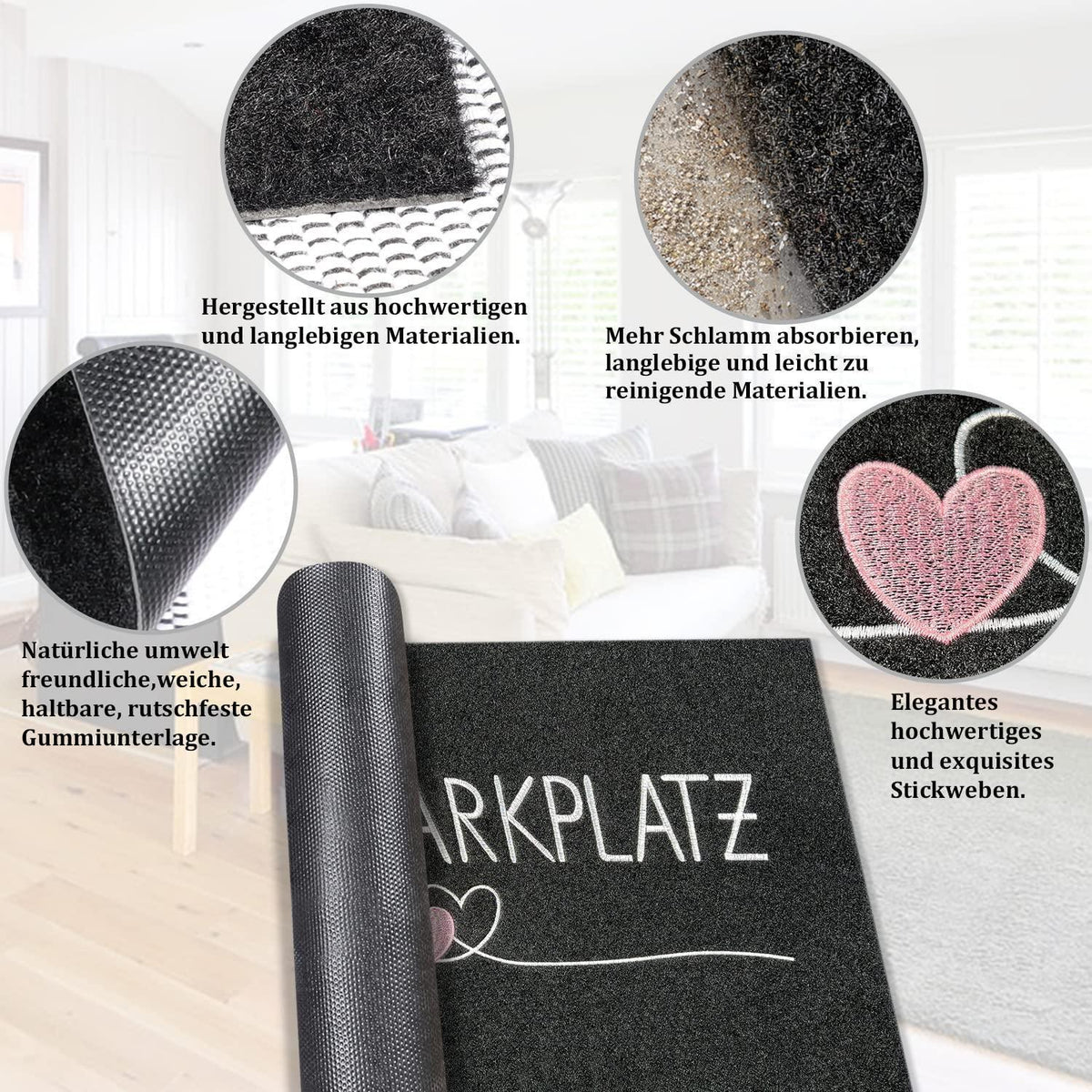 Fußmatte 90x60 cm – Rutschfest & Schmutzfangend für Innen & Außen