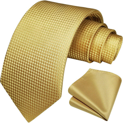 HISDERN Krawatten-Set Herren Gelb mit Einstecktuch