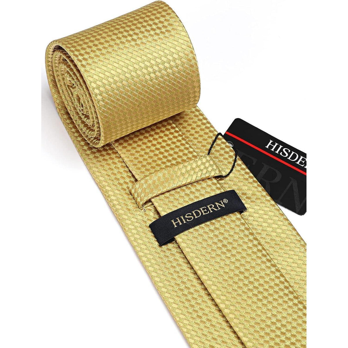 HISDERN Krawatten-Set Herren Gelb mit Einstecktuch