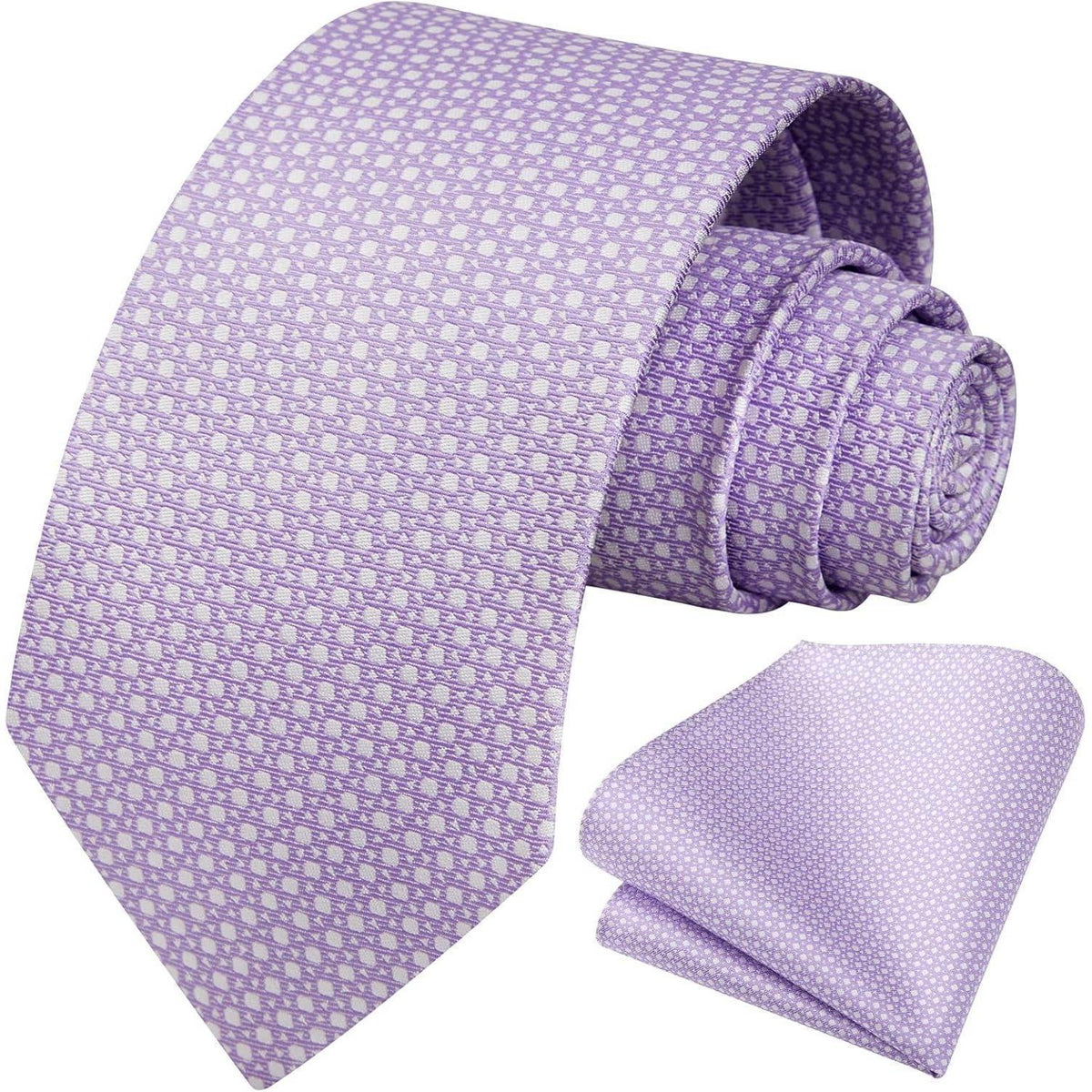 Krawatten-Set Herren Lila Hahnentritt mit Einstecktuch