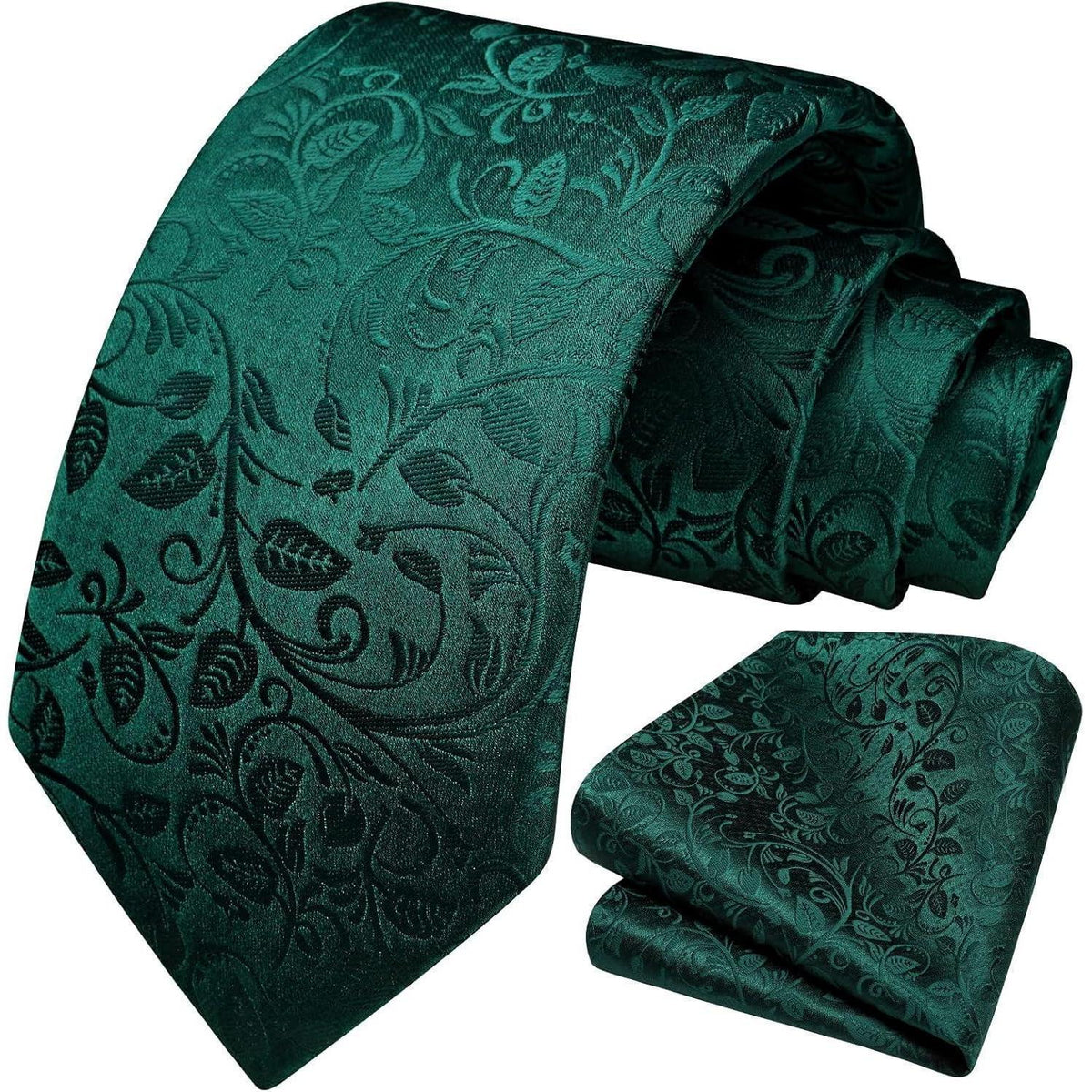 Krawatten-Set Paisley mit Einstecktuch für Herren, K-grün