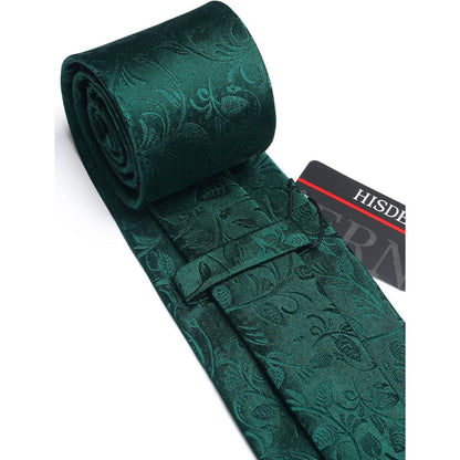 Krawatten-Set Paisley mit Einstecktuch für Herren, K-grün