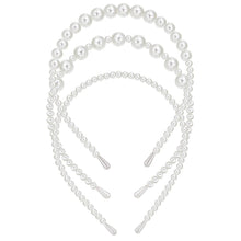 Perlen Haarreif Set Weiße Kunstperlen Stirnband Damen Wedding Hair