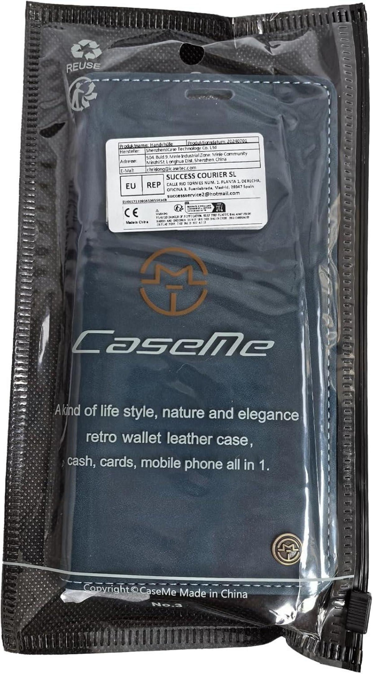 CaseMe Samsung Galaxy S20 FE 5G Premium Lederhülle Blau Flip Case Magnet