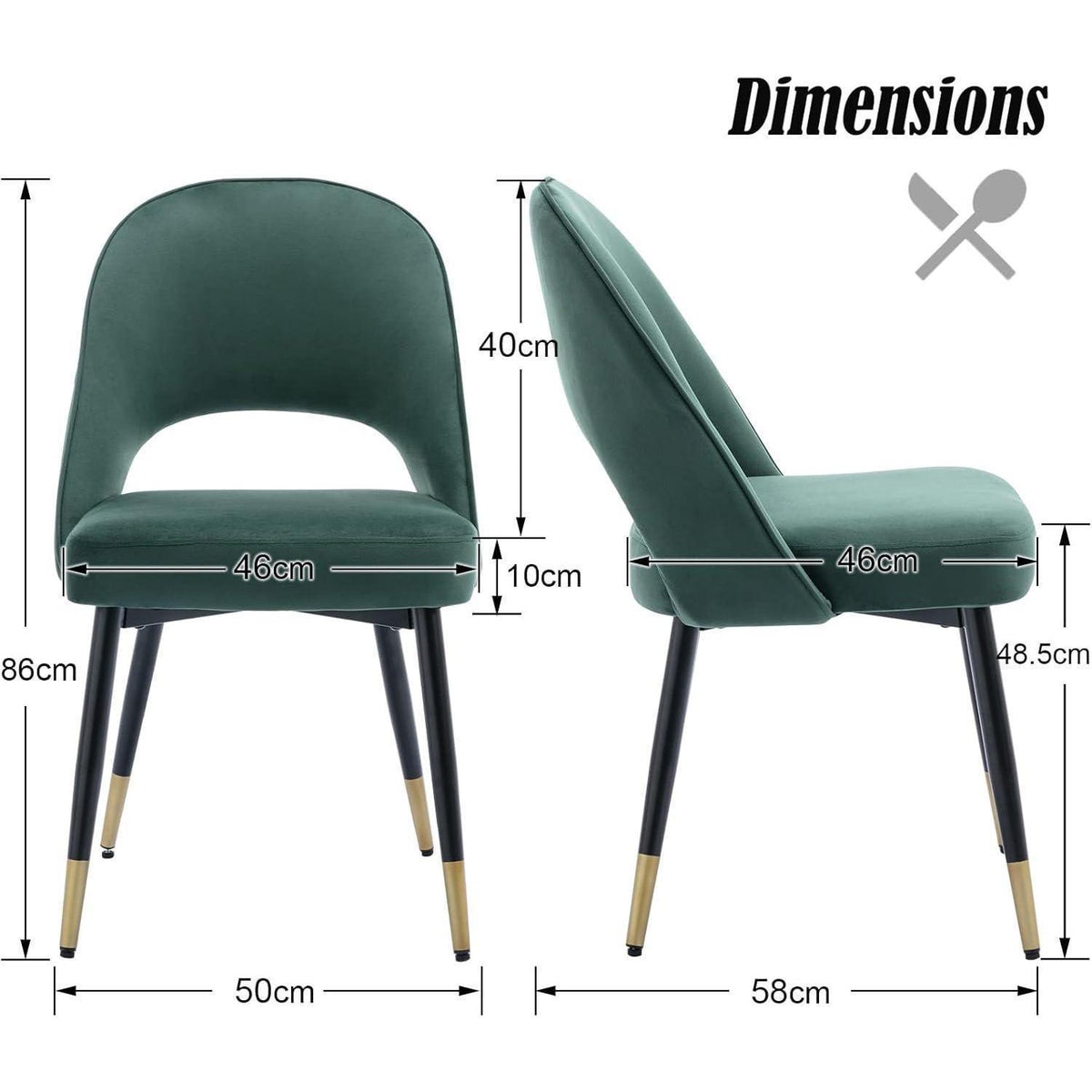 Samt Esszimmerstühle 2er Set – Modern & Komfortabel Grün