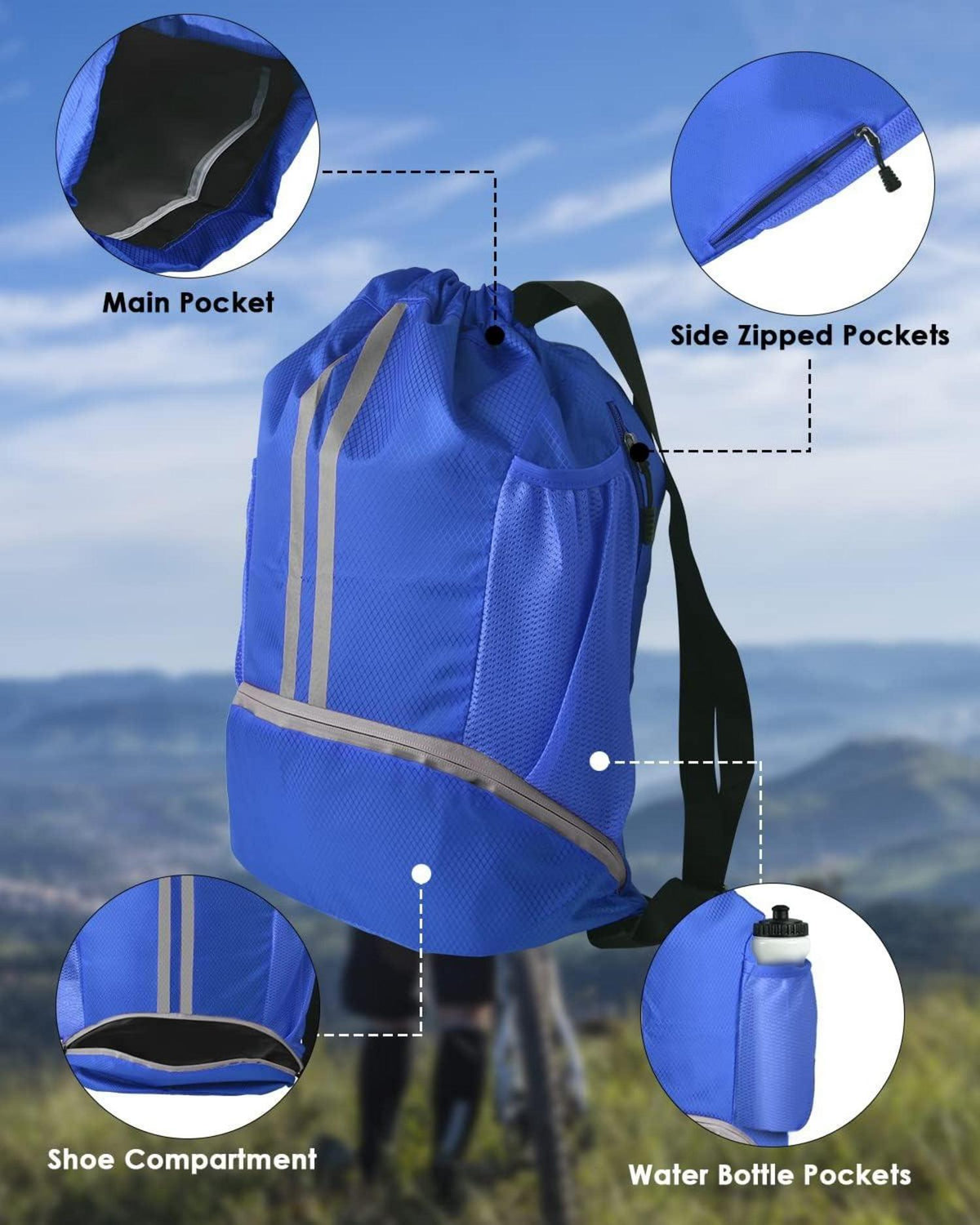 Turnbeutel Fußball Rucksack Kordelzug Gym Sporttasche Wasserdicht