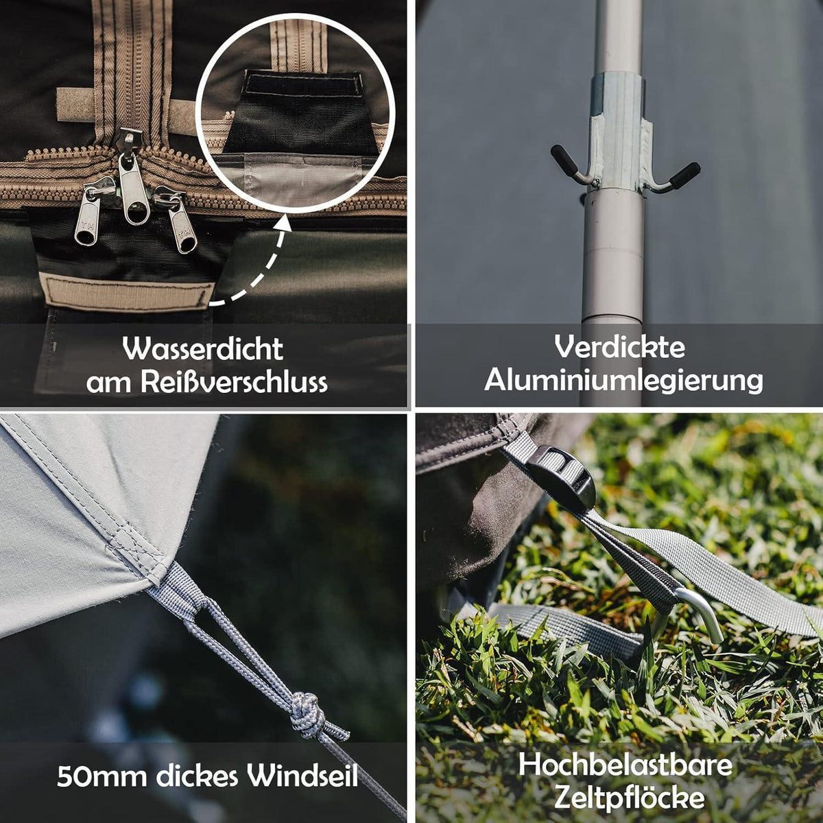 Glampingzelt für 6-12 Personen, Baumwolle, wasserdicht, mit Kaminöffnung