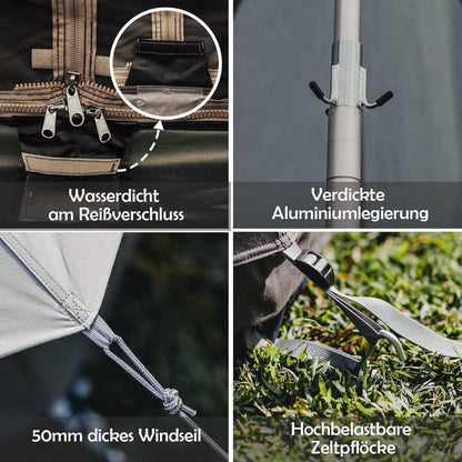 Glampingzelt für 6-12 Personen, Baumwolle, wasserdicht, mit Kaminöffnung