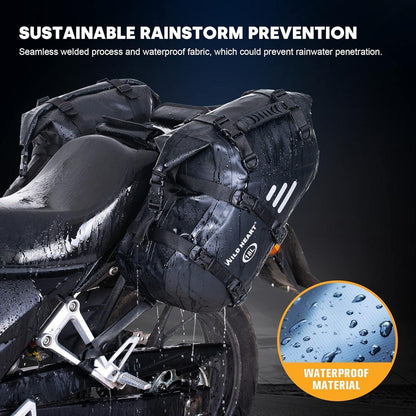 Wasserdichte Motorrad-Satteltaschen 36L – Gepäckträgertasche Schwarz