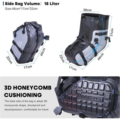 Wasserdichte Motorrad-Satteltaschen 36L – Grau