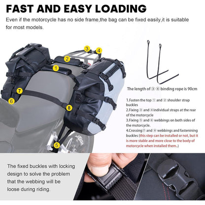 Wasserdichte Motorrad-Satteltaschen 36L – Grau