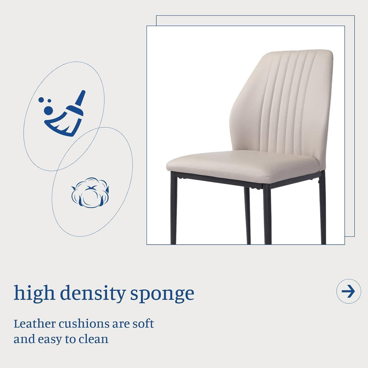 Moderne Esszimmerstühle Set 4 – Beige, Metall in Lederoptik