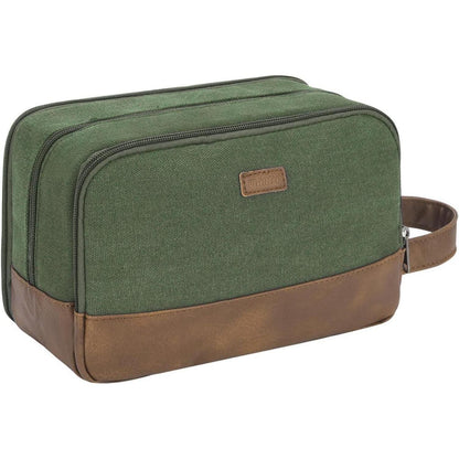 Kulturtasche Herren aus Canvas, wasserabweisend, Grün