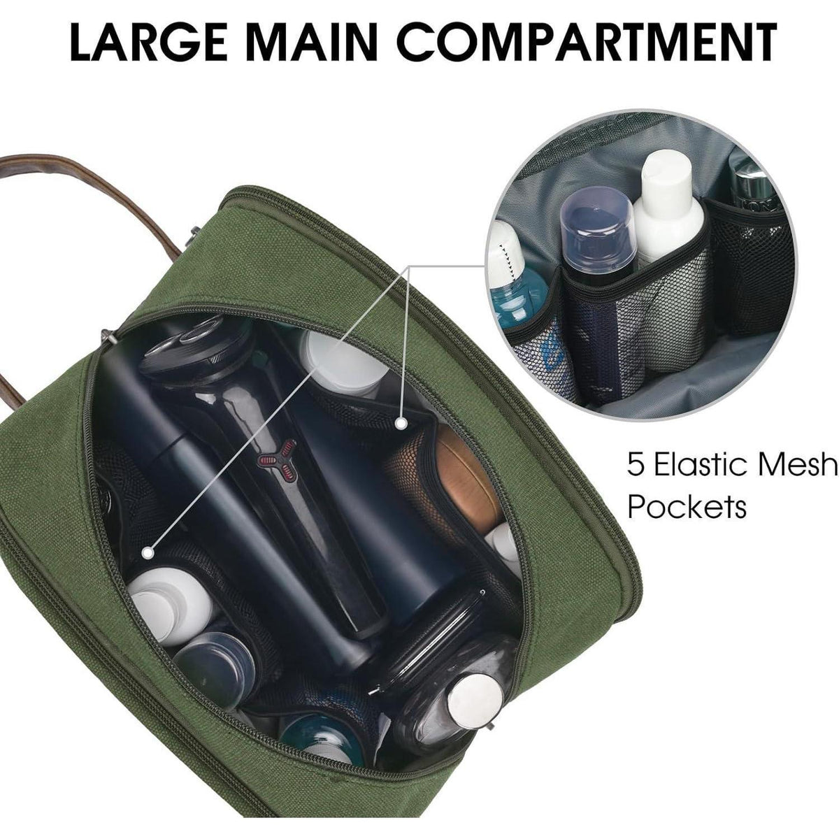 Kulturtasche Herren aus Canvas, wasserabweisend, Grün