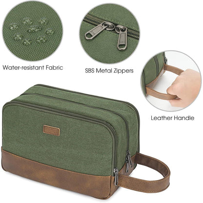Kulturtasche Herren aus Canvas, wasserabweisend, Grün