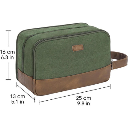 Kulturtasche Herren aus Canvas, wasserabweisend, Grün