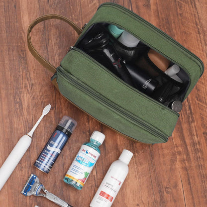 Kulturtasche Herren aus Canvas, wasserabweisend, Grün