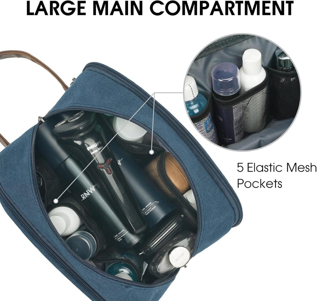 Kulturtasche Herren Reise-Dopp-Kit Canvas Blau