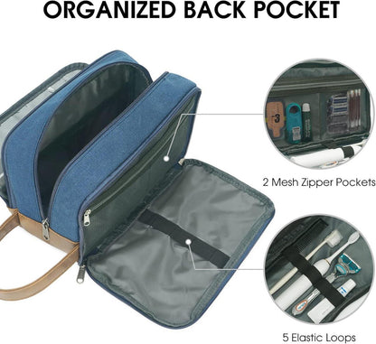 WANDF Kulturtasche Herren Reise Dopp-Kit Canvas wasserabweisend Blau
