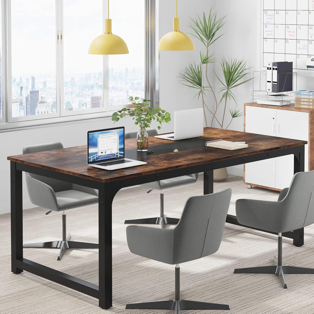 Großer Schreibtisch 180x90cm – Rustikales Braun für Home Office