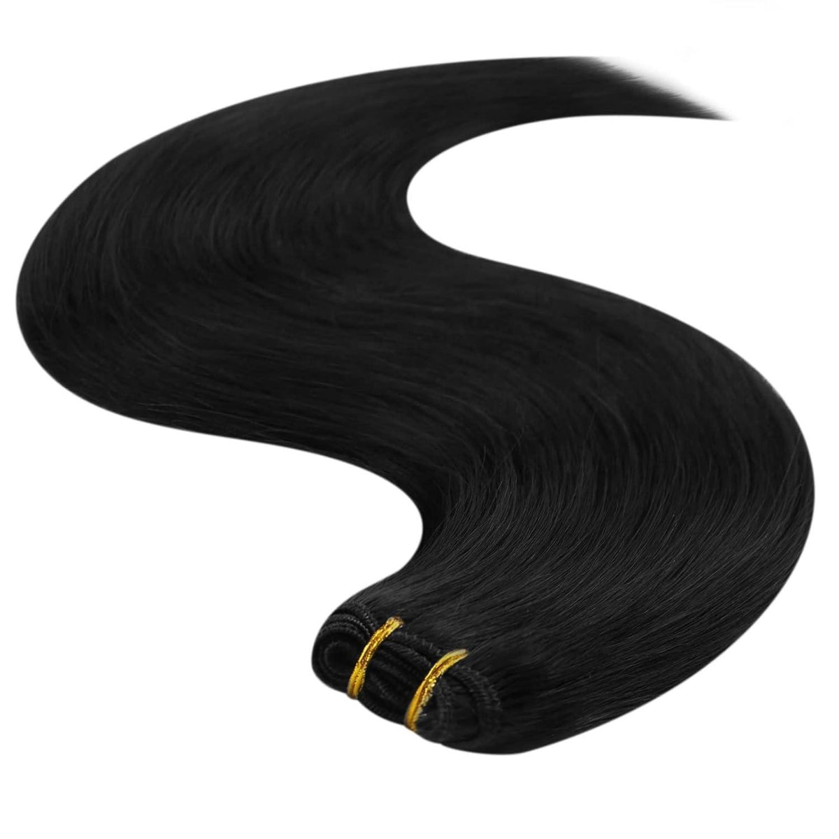 Echthaar Tressen Schwarz 35cm - 100g Weft Extensions