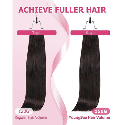 Clip-in Echthaarverlängerung Braun 45cm – Volumenspendend & Stylingfähig