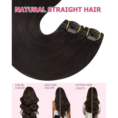 Clip-in Echthaarverlängerung Braun 45cm – Volumenspendend & Stylingfähig