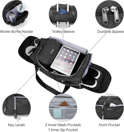 Sporttasche Herren Damen Rucksack Reisetasche mit Schuhfach Nassfach Schwarz