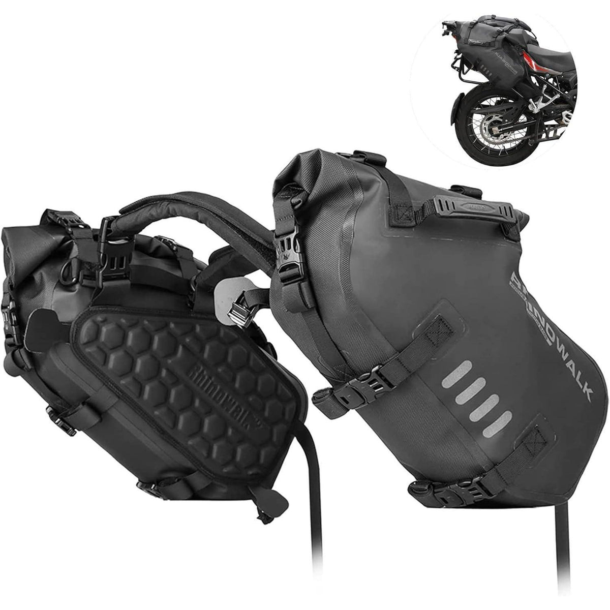 Motorrad Satteltasche 18L Wasserdicht mit Schultergurt Schwarz