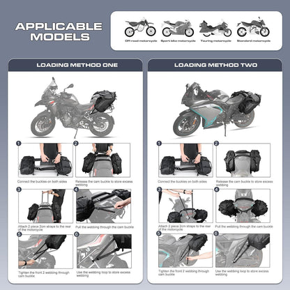 Motorrad Satteltasche 18L Wasserdicht mit Schultergurt Schwarz