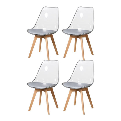 Moderner Esszimmerstuhl Set (4x) – Transparent Grau
