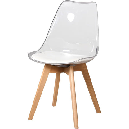 8 Moderne Transparente Esszimmerstühle mit Kissen – Weiß