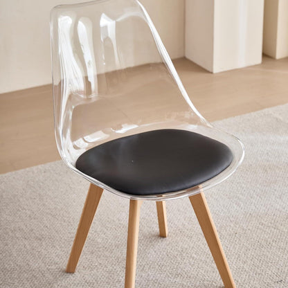 8 Moderne Transparente Esszimmerstühle mit Kissen & Holzbeine