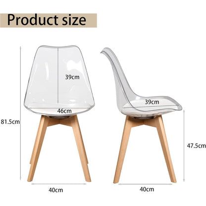 6 Moderne Transparente Esszimmerstühle mit Kissen – Weiß