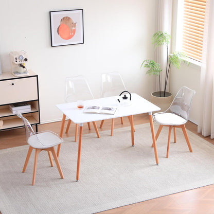 6 Moderne Transparente Esszimmerstühle mit Kissen – Weiß