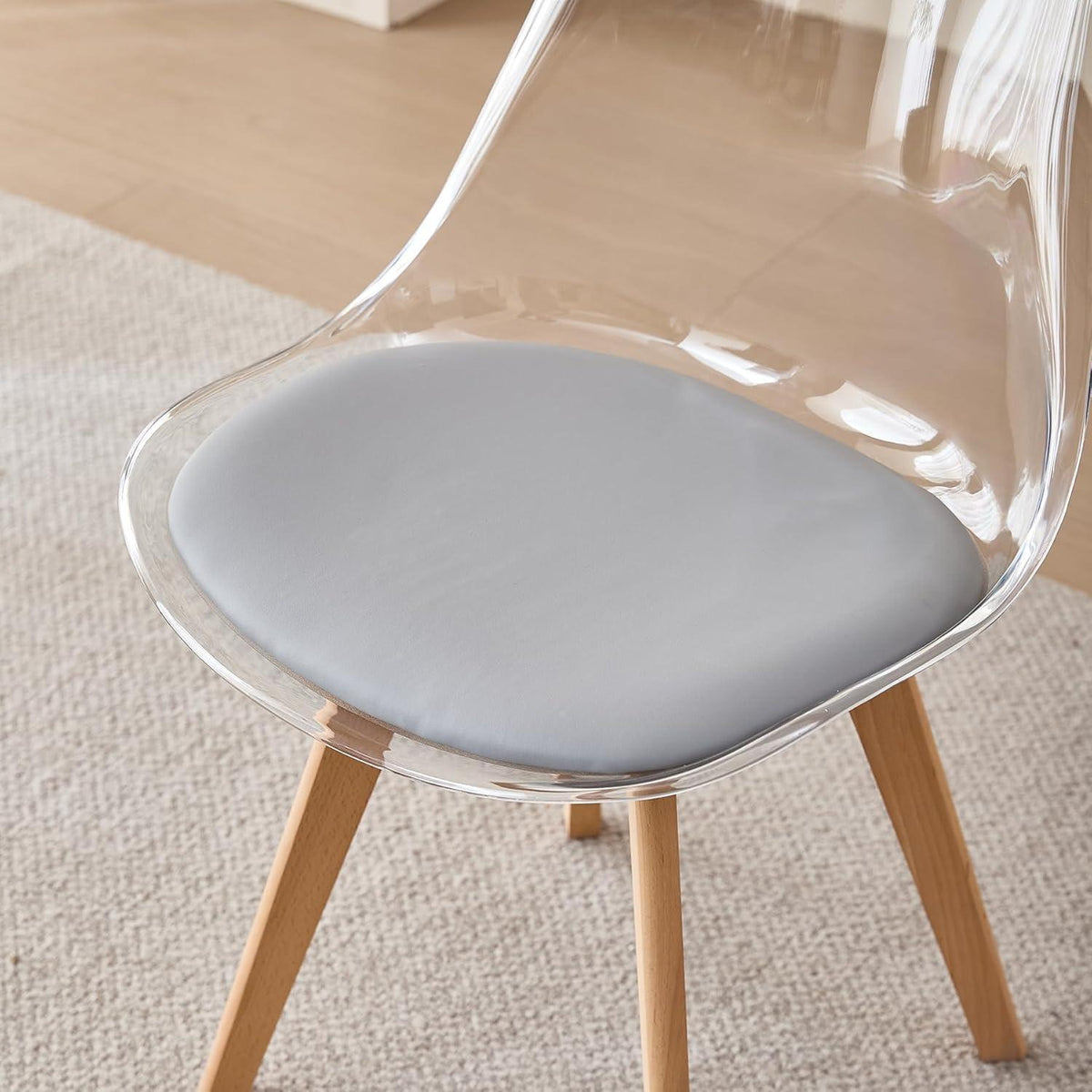 Moderner Esszimmerstuhl Set (8) – Transparent Grau, Skandinavisch