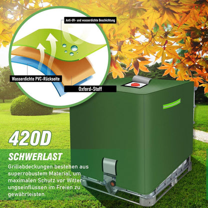 IBC Tank Abdeckung 1000L Grün mit Klettverschluss & Reflexstreifen