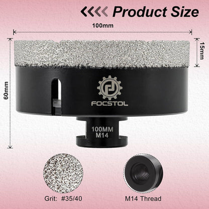 Diamant Fliesenbohrer 100mm M14 Vakuumgelötet für Stein & Keramik