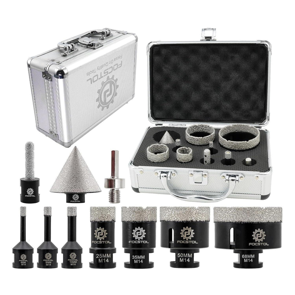 Diamant Fliesenbohrer Set mit 10 Teilen für Stein & Quarz