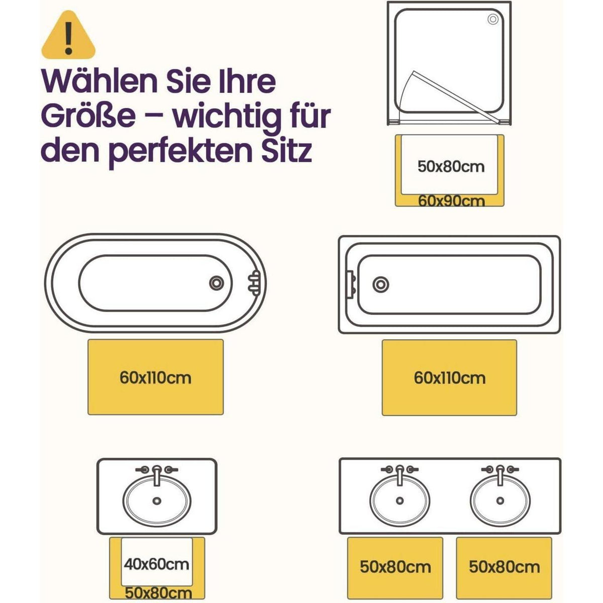 Rutschfeste Badematte 60x110 cm - Saugfähig & Weich, Grün